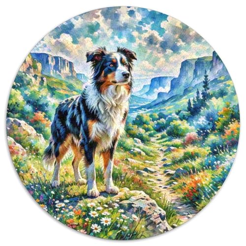 Der Border Collie Rundes 1000 Puzzle Puzzle Rundes Puzzle Haustier Hund Stressabbau-Spielzeug Für Erwachsene Und Kinder Unmögliches Puzzle Für Erwachsene 1000pcs (67.5x67.5cm) von MPASHJHCV