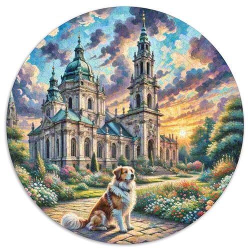 Der Border Collie Rundes 1000 Puzzle Puzzle Rundes Puzzle Haustierhund Stressabbau-Spielzeug Für Erwachsene Und Kinder Schwieriges Großes 1000pcs (67.5x67.5cm) von MPASHJHCV