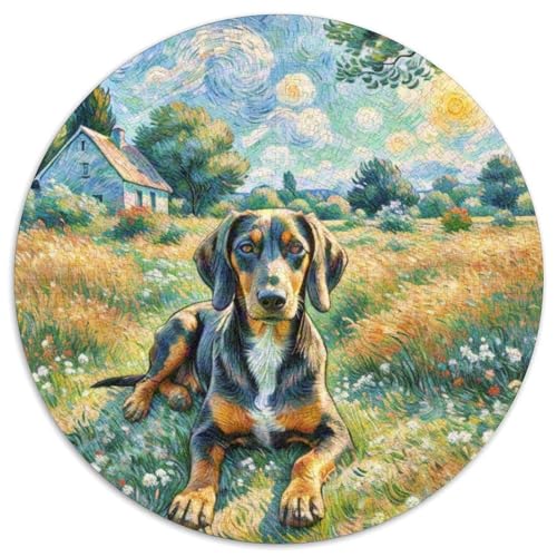Doberman Pinscher Rundes 1000 Puzzle Puzzle Rund Puzzle Haustier Hund Stressabbau-Spielzeug Für Erwachsene Kinder Schwieriges Großes 1000pcs (67.5x67.5cm) von MPASHJHCV