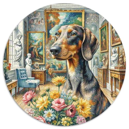 Doberman Pinscher Rundes 1000 Puzzle Puzzle Rund Puzzle Haustier Hund Stressabbau-Spielzeug Für Erwachsene Kinder Schwieriges Großes 1000pcs (67.5x67.5cm) von MPASHJHCV
