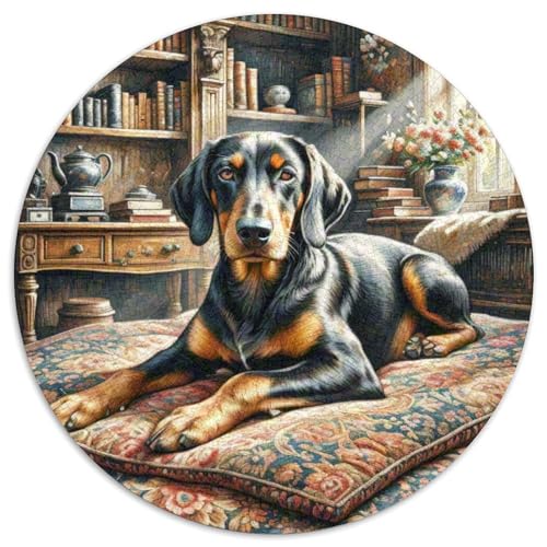Doberman Pinscher Rundes 1000 Puzzle Puzzle Rund Puzzle Haustier Hund Stressabbau-Spielzeug Für Erwachsene Kinder Unmögliches Puzzle Für Erwachsene 1000pcs (67.5x67.5cm) von MPASHJHCV
