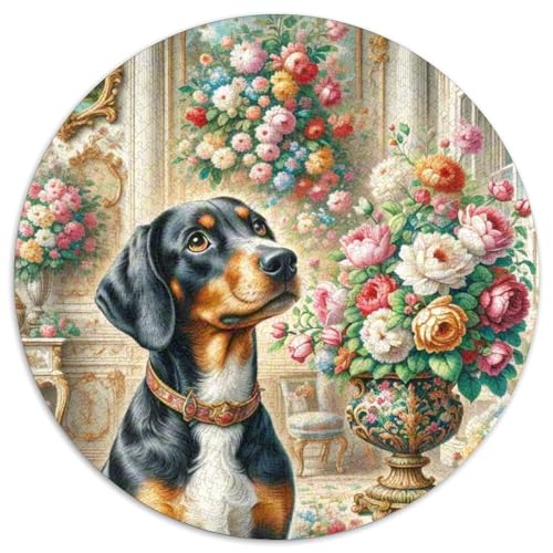 Doberman Pinscher Rundes 1000 Puzzle Puzzle Rund Puzzle Haustier Hund Stressabbau-Spielzeug Für Erwachsene Und Kinder Erwachsene Impossible Puzzle 1000pcs (67.5x67.5cm) von MPASHJHCV