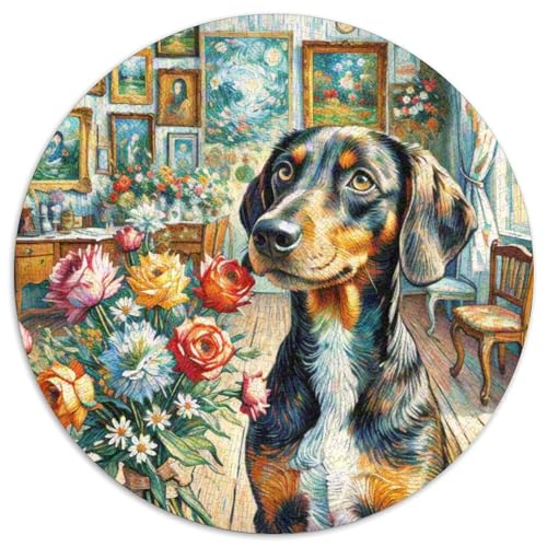 Doberman Pinscher Rundes 1000 Puzzle Puzzle Rundes Puzzle Haustier Hund Stressabbau-Spielzeug Für Erwachsene Kinder Schwieriges Großes 1000pcs (67.5x67.5cm) von MPASHJHCV