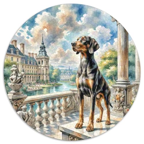 Doberman Pinscher Rundes 1000 Puzzle Puzzle Rundes Puzzle Haustier Hund Stressabbau-Spielzeug Für Erwachsene Und Kinder Schwieriges Großes 1000pcs (67.5x67.5cm) von MPASHJHCV