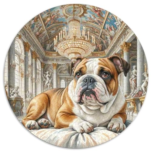 Englischer Bulldog Rundes 1000 Puzzle Puzzle Rund Puzzle Haustierhund Stressabbau-Spielzeug Für Erwachsene Und Kinder Schwieriges Großes 1000pcs (67.5x67.5cm) von MPASHJHCV
