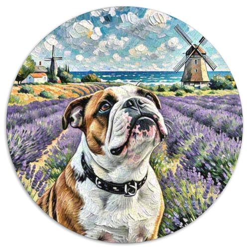 Englischer Bulldog Rundes 1000 Puzzle Puzzle Rund Puzzle Haustierhund Verringerter Druck Schwieriges Für Erwachsene Kinder Schwieriges Großes 1000pcs (67.5x67.5cm) von MPASHJHCV