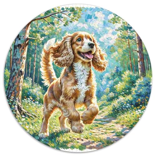 Englischer Cocker Spaniel Rundes 1000 Puzzle Puzzle Rund Puzzle Haustierhund Stressabbau-Spielzeug Für Erwachsene Kinder Erwachsene Impossible Puzzle 1000pcs (67.5x67.5cm) von MPASHJHCV