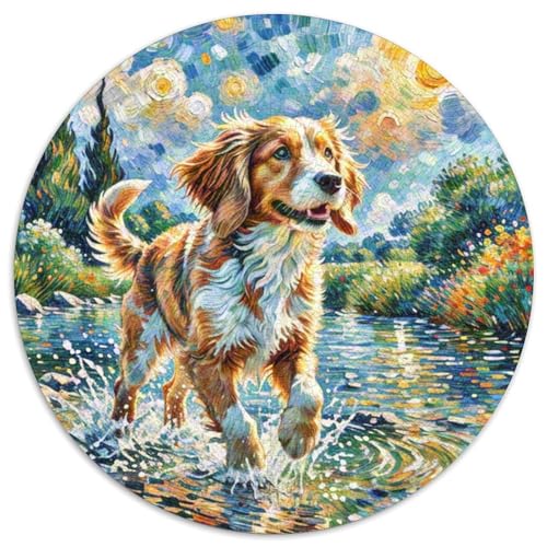Englischer Springer Spaniel Rundes 1000 Puzzle Puzzle Rund Puzzle Haustier Hund Geschenke Für Erwachsene Kinder Puzzle Erwachsene Anspruchsvoll 1000pcs (67.5x67.5cm) von MPASHJHCV