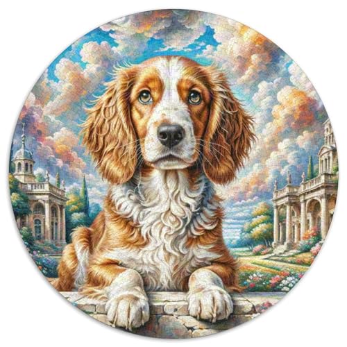 Englischer Springer Spaniel Rundes 1000 Puzzle Puzzle Rund Puzzle Haustier Hund Geschenke Für Erwachsene Kinder Puzzle Erwachsene Anspruchsvoll 1000pcs (67.5x67.5cm) von MPASHJHCV