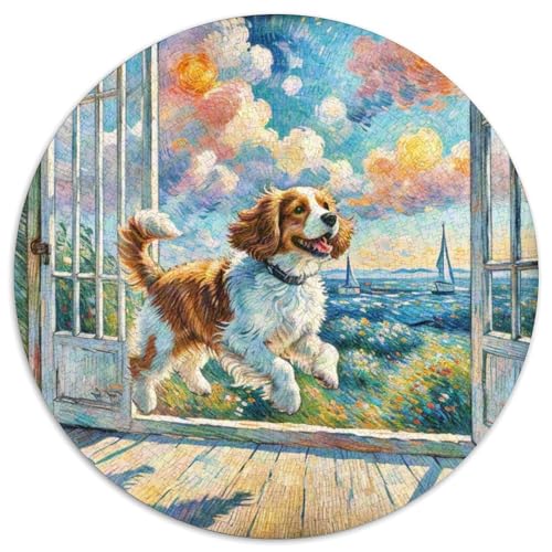 Englischer Springer Spaniel Rundes 1000 Puzzle Puzzle Rund Puzzle Haustier Hund Pädagogisches Für Erwachsene Kinder Erwachsene Impossible Puzzle 1000pcs (67.5x67.5cm) von MPASHJHCV