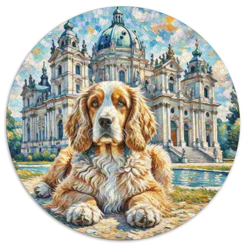 Englischer Springer Spaniel Rundes 1000 Puzzle Puzzle Rund Puzzle Haustier Hund Pädagogisches Für Erwachsene Kinder Puzzle Erwachsene Anspruchsvoll 1000pcs (67.5x67.5cm) von MPASHJHCV