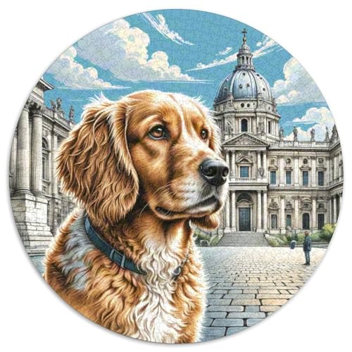 Englischer Springer Spaniel Rundes 1000 Puzzle Puzzle Rund Puzzle Haustier Hund Pädagogisches Für Erwachsene Kinder Puzzle Erwachsene Anspruchsvoll 1000pcs (67.5x67.5cm) von MPASHJHCV