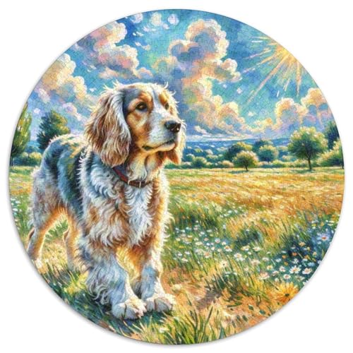 Englischer Springer Spaniel Rundes 1000 Puzzle Puzzle Rund Puzzle Haustier Hund Pädagogisches Für Erwachsene Kinder Schwieriges Großes 1000pcs (67.5x67.5cm) von MPASHJHCV
