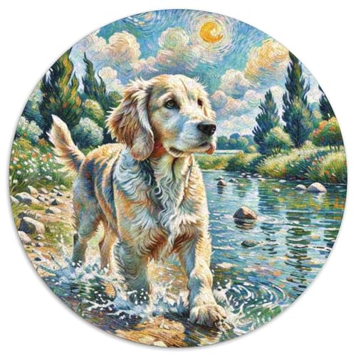 Englischer Springer Spaniel Rundes 1000 Puzzle Puzzle Rund Puzzle Haustier Hund Pädagogisches Für Erwachsene Kinder Unmögliches Puzzle Für Erwachsene 1000pcs (67.5x67.5cm) von MPASHJHCV