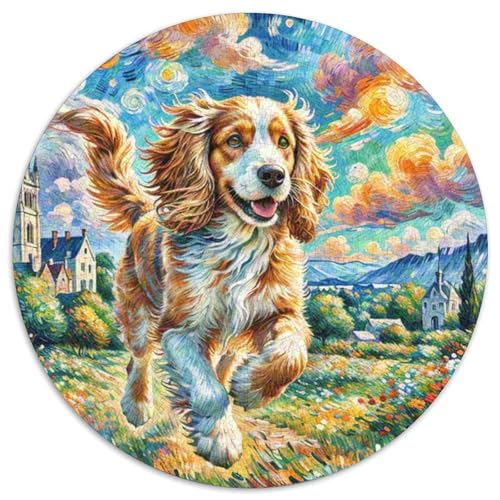 Englischer Springer Spaniel Rundes 1000 Puzzle Puzzle Rund Puzzle Haustier Hund Pädagogisches Für Erwachsene Kinder Unmögliches Puzzle Für Erwachsene 1000pcs (67.5x67.5cm) von MPASHJHCV