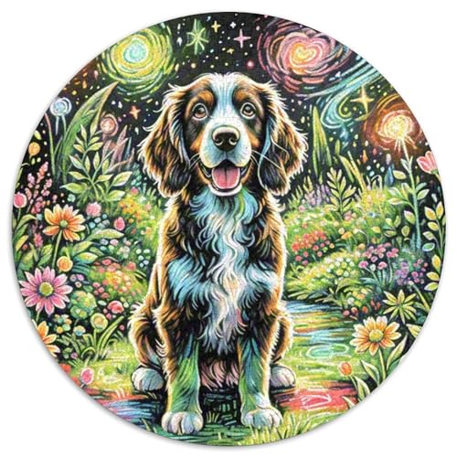 Englischer Springer Spaniel Rundes 1000 Puzzle Puzzle Rund Puzzle Haustier Hund Stressabbau-Spielzeug Für Erwachsene Kinder Erwachsene Impossible Puzzle 1000pcs (67.5x67.5cm) von MPASHJHCV