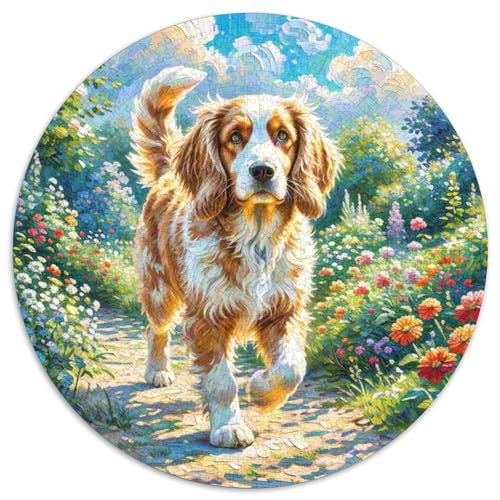 Englischer Springer Spaniel Rundes 1000 Puzzle Puzzle Rund Puzzle Haustier Hund Stressabbau-Spielzeug Für Erwachsene Kinder Erwachsene Impossible Puzzle 1000pcs (67.5x67.5cm) von MPASHJHCV