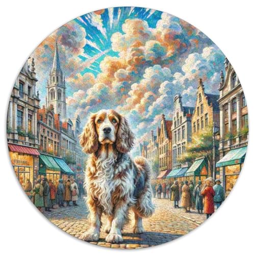 Englischer Springer Spaniel Rundes 1000 Puzzle Puzzle Rund Puzzle Haustier Hund Stressabbau-Spielzeug Für Erwachsene Kinder Puzzle Erwachsene Anspruchsvoll 1000pcs (67.5x67.5cm) von MPASHJHCV