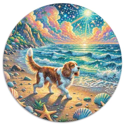 Englischer Springer Spaniel Rundes 1000 Puzzle Puzzle Rund Puzzle Haustier Hund Stressabbau-Spielzeug Für Erwachsene Kinder Unmögliches Puzzle Für Erwachsene 1000pcs (67.5x67.5cm) von MPASHJHCV