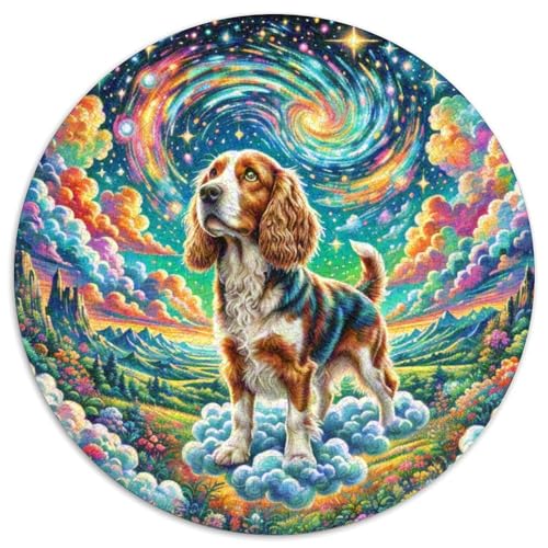 Englischer Springer Spaniel Rundes 1000 Puzzle Puzzle Rund Puzzle Haustier Hund Stressabbau-Spielzeug Für Erwachsene Und Kinder Puzzle Erwachsene Anspruchsvoll 1000pcs (67.5x67.5cm) von MPASHJHCV