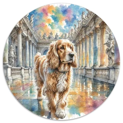Englischer Springer Spaniel Rundes 1000 Puzzle Puzzle Rund Puzzle Haustier Hund Stressabbau-Spielzeug Für Erwachsene Und Kinder Schwieriges Großes 1000pcs (67.5x67.5cm) von MPASHJHCV