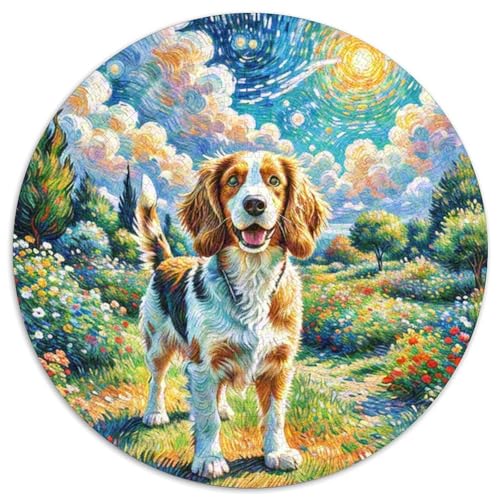 Englischer Springer Spaniel Rundes 1000 Puzzle Puzzle Rund Puzzle Haustier Hund Verringerter Druck Schwieriges Für Erwachsene Kinder Puzzle Erwachsene Anspruchsvoll 1000pcs (67.5x67.5cm) von MPASHJHCV