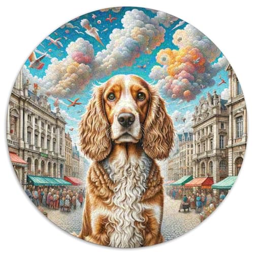 Englischer Springer Spaniel Rundes 1000 Puzzle Puzzle Rund Puzzle Haustier Hund Verringerter Druck Schwieriges Für Erwachsene Kinder Schwieriges Großes 1000pcs (67.5x67.5cm) von MPASHJHCV