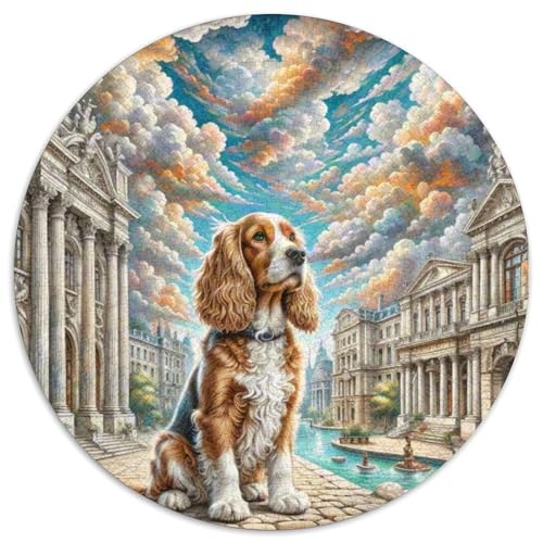 Englischer Springer Spaniel Rundes 1000 Puzzle Puzzle Rund Puzzle Haustier Hund Verringerter Druck Schwieriges Für Erwachsene Und Kinder Puzzle Erwachsene Anspruchsvoll 1000pcs (67.5x67.5cm) von MPASHJHCV