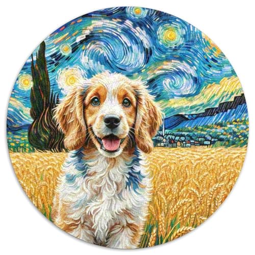 Englischer Springer Spaniel Rundes 1000 Puzzle Puzzle Rund Puzzle Haustier Hund Verringerter Druck Schwieriges Für Erwachsene Und Kinder Puzzle Erwachsene Anspruchsvoll 1000pcs (67.5x67.5cm) von MPASHJHCV