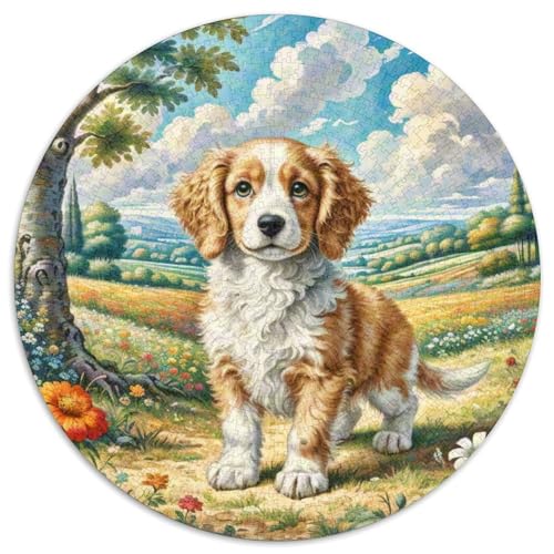 Englischer Springer Spaniel Rundes 1000 Puzzle Puzzle Rund Puzzle Haustier Hund Verringerter Druck Schwieriges Für Erwachsene Und Kinder Puzzle Erwachsene Anspruchsvoll 1000pcs (67.5x67.5cm) von MPASHJHCV