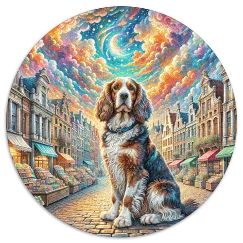 Englischer Springer Spaniel Rundes 1000 Puzzle Puzzle Rundes Puzzle Haustier Hund Geschenke Für Erwachsene Kinder Schwieriges Großes 1000pcs (67.5x67.5cm) von MPASHJHCV