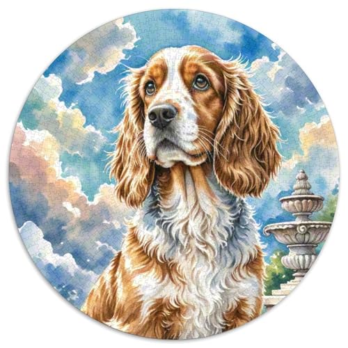 Englischer Springer Spaniel Rundes 1000 Puzzle Puzzle Rundes Puzzle Haustier Hund Stressabbau-Spielzeug Für Erwachsene Kinder Erwachsene Impossible Puzzle 1000pcs (67.5x67.5cm) von MPASHJHCV