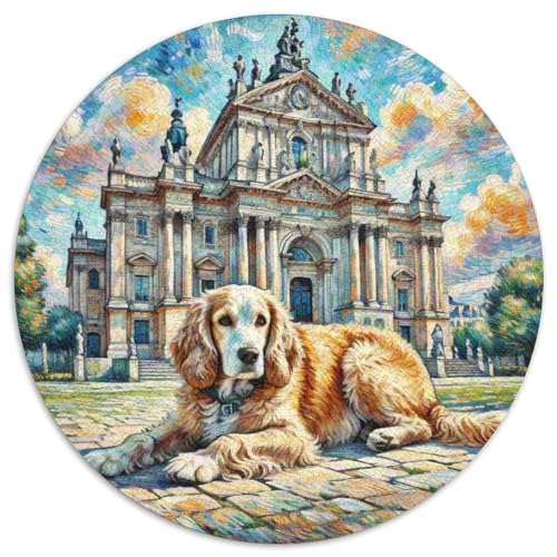 Englischer Springer Spaniel Rundes 1000 Puzzle Puzzle Rundes Puzzle Haustier Hund Stressabbau-Spielzeug Für Erwachsene Kinder Puzzle Erwachsene Anspruchsvoll 1000pcs (67.5x67.5cm) von MPASHJHCV