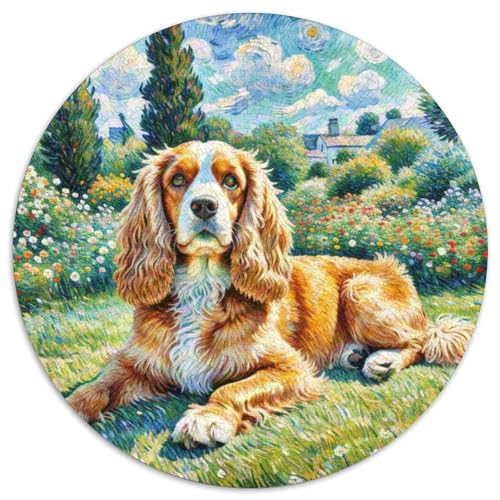 Englischer Springer Spaniel Rundes 1000 Puzzle Puzzle Rundes Puzzle Haustier Hund Stressabbau-Spielzeug Für Erwachsene Kinder Schwieriges Großes 1000pcs (67.5x67.5cm) von MPASHJHCV