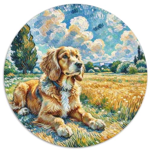 Englischer Springer Spaniel Rundes 1000 Puzzle Puzzle Rundes Puzzle Haustier Hund Stressabbau-Spielzeug Für Erwachsene Kinder Schwieriges Großes 1000pcs (67.5x67.5cm) von MPASHJHCV