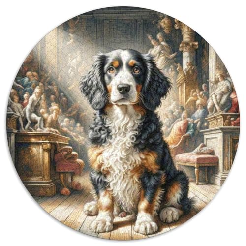 Englischer Springer Spaniel Rundes 1000 Puzzle Puzzle Rundes Puzzle Haustier Hund Stressabbau-Spielzeug Für Erwachsene Kinder Unmögliches Puzzle Für Erwachsene 1000pcs (67.5x67.5cm) von MPASHJHCV