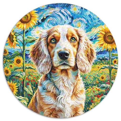 Englischer Springer Spaniel Rundes 1000 Puzzle Puzzle Rundes Puzzle Haustier Hund Stressabbau-Spielzeug Für Erwachsene Und Kinder Puzzle Erwachsene Anspruchsvoll 1000pcs (67.5x67.5cm) von MPASHJHCV