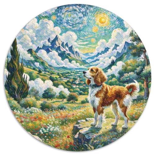 Englischer Springer Spaniel Rundes 1000 Puzzle Puzzle Rundes Puzzle Haustier Hund Stressabbau-Spielzeug Für Erwachsene Und Kinder Schwieriges Großes 1000pcs (67.5x67.5cm) von MPASHJHCV