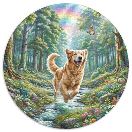 Goldener Retriever Rundes 1000 Puzzle Puzzle Rundes Puzzle Haustierhund Pädagogisches Für Erwachsene Und Kinder Schwieriges Großes 1000pcs (67.5x67.5cm) von MPASHJHCV