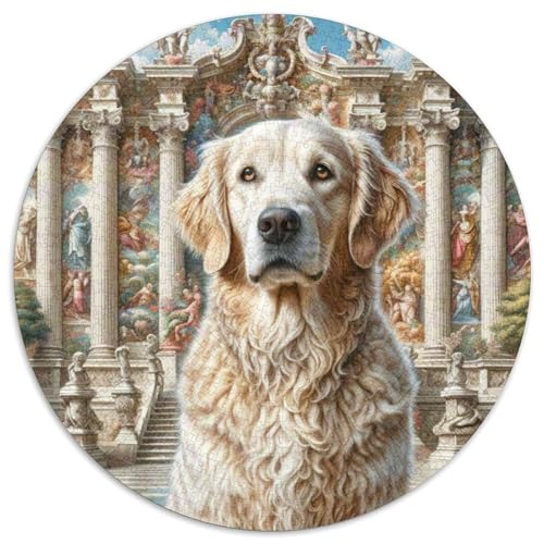 Goldener Retriever Rundes 1000 Puzzle Puzzle Rundes Puzzle Haustierhund Stressabbau-Spielzeug Für Erwachsene Und Kinder Puzzle Erwachsene Anspruchsvoll 1000pcs (67.5x67.5cm) von MPASHJHCV