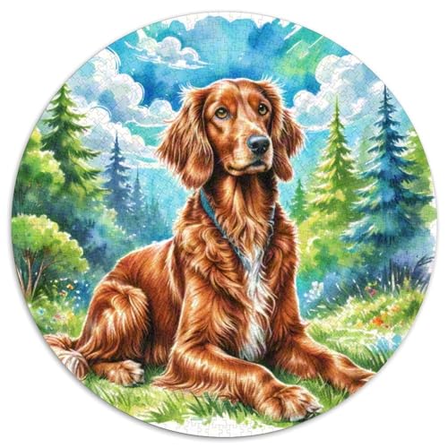 Goldener Retriever Rundes 1000 Puzzle Puzzle Rundes Puzzle Haustierhund Stressabbau-Spielzeug Für Erwachsene Und Kinder Puzzle Erwachsene Anspruchsvoll 1000pcs (67.5x67.5cm) von MPASHJHCV