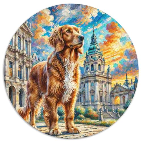 Irischer Setter Rundes 1000 Puzzle Puzzle Rund Puzzle Haustierhund Stressabbau-Spielzeug Für Erwachsene Und Kinder Puzzle Erwachsene Anspruchsvoll 1000pcs (67.5x67.5cm) von MPASHJHCV