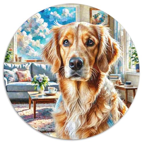 Irischer Setter Rundes 1000 Puzzle Puzzle Rundes Puzzle Haustierhund Stressabbau-Spielzeug Für Erwachsene Kinder Schwieriges Großes 1000pcs (67.5x67.5cm) von MPASHJHCV