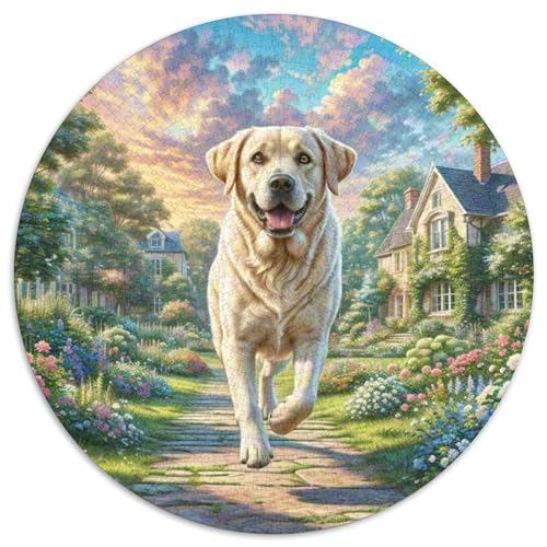 Labrador Retriever Rundes 1000 Puzzle Puzzle Rund Puzzle Haustierhund Stressabbau-Spielzeug Für Erwachsene Und Kinder Schwieriges Großes 1000pcs (67.5x67.5cm) von MPASHJHCV