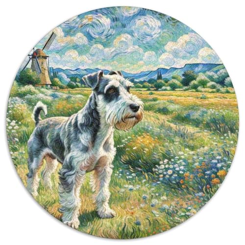 Miniatur Schnauzer Rundes 1000 Puzzle Puzzle Rund Puzzle Haustier Hund Geschenke Für Erwachsene Kinder Erwachsene Impossible Puzzle 1000pcs (67.5x67.5cm) von MPASHJHCV