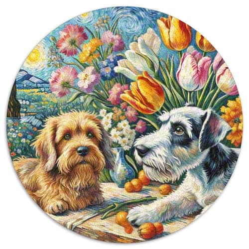 Miniatur Schnauzer Rundes 1000 Puzzle Puzzle Rund Puzzle Haustier Hund Pädagogisches Für Erwachsene Kinder Unmögliches Puzzle Für Erwachsene 1000pcs (67.5x67.5cm) von MPASHJHCV