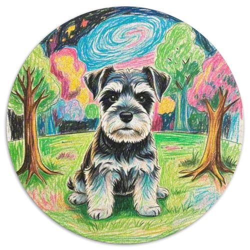 Miniatur Schnauzer Rundes 1000 Puzzle Puzzle Rund Puzzle Haustier Hund Pädagogisches Für Erwachsene Kinder Unmögliches Puzzle Für Erwachsene 1000pcs (67.5x67.5cm) von MPASHJHCV