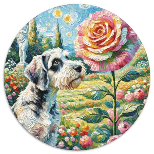 Miniatur Schnauzer Rundes 1000 Puzzle Puzzle Rund Puzzle Haustier Hund Stressabbau-Spielzeug Für Erwachsene Kinder Erwachsene Impossible Puzzle 1000pcs (67.5x67.5cm) von MPASHJHCV