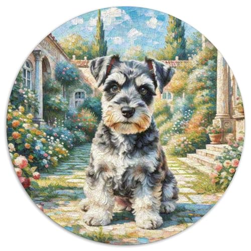 Miniatur Schnauzer Rundes 1000 Puzzle Puzzle Rund Puzzle Haustier Hund Stressabbau-Spielzeug Für Erwachsene Kinder Schwieriges Großes 1000pcs (67.5x67.5cm) von MPASHJHCV