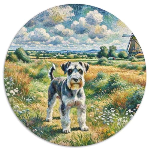 Miniatur Schnauzer Rundes 1000 Puzzle Puzzle Rund Puzzle Haustier Hund Stressabbau-Spielzeug Für Erwachsene Kinder Unmögliches Puzzle Für Erwachsene 1000pcs (67.5x67.5cm) von MPASHJHCV